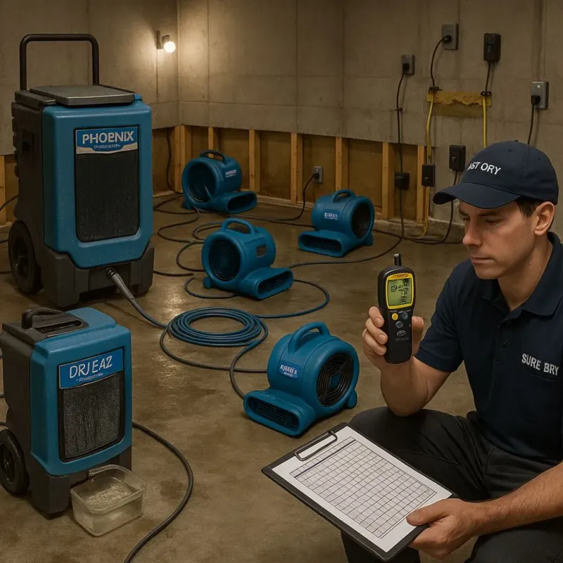 Structural Drying and Dehumidification process in Chanute, KS